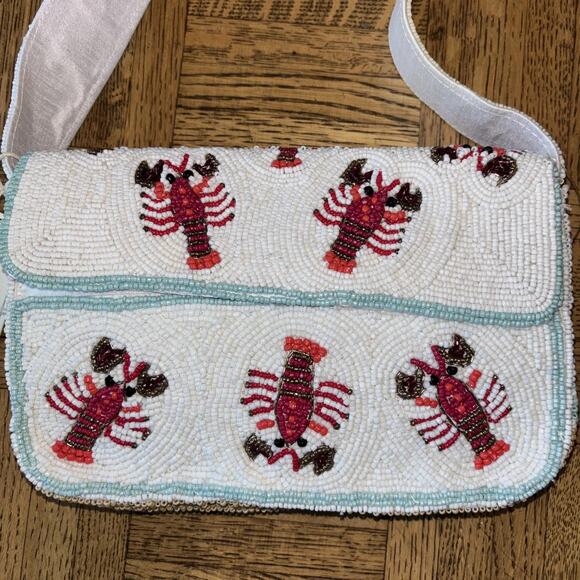Sol And Mer Beaded Viral Lobster Bag Womens Coastal Purse Handbag Shoulder NEW - Picture 3 of 10